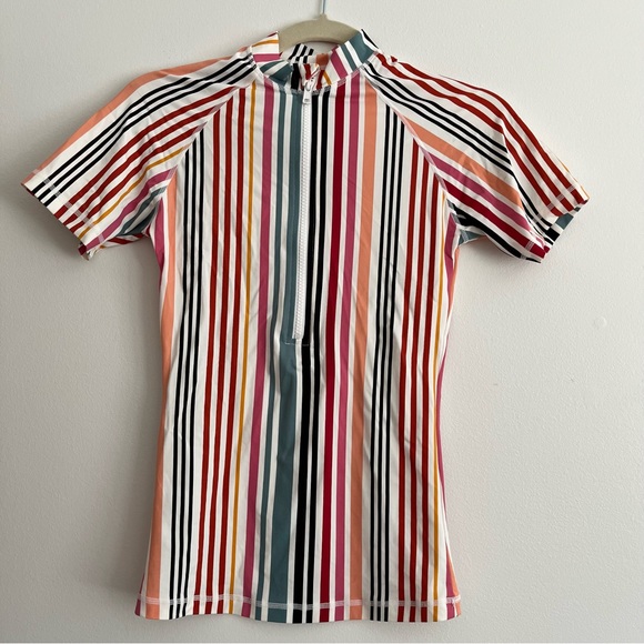 Madewell Second Wave Rash Guard in Rainbow Stripe - Picture 2 of 8
